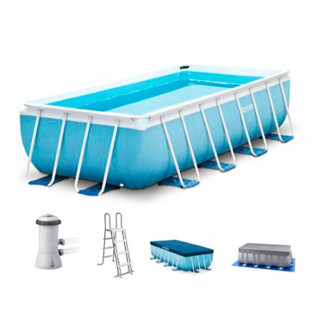 фото Каркасный бассейн Intex 26778 фильтр-насос лестница подстилка тент (488-244-107см)