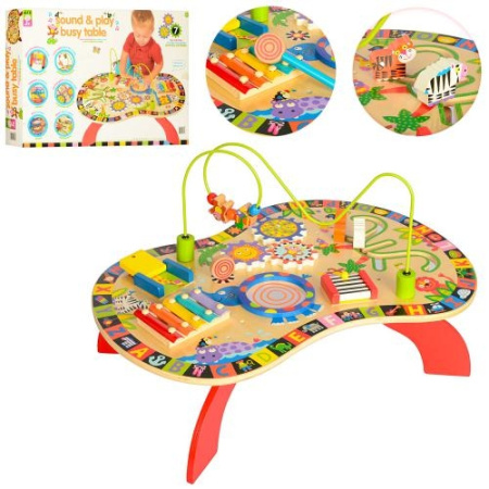 фото Деревянная игрушка Бизиборд MD 1273 лабиринт на проволке и ксилофон