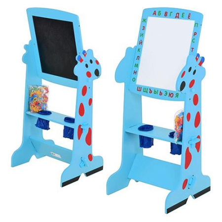 фото Детский двухсторонний мольберт М 1716-4 Жираф (голубой) англ.,рус.,укр.