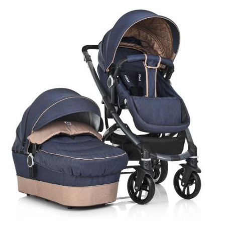фото Коляска детская 2в1 El Camino ME 1021-4 B-move с люлькой всесезонная (сине-бежевая)