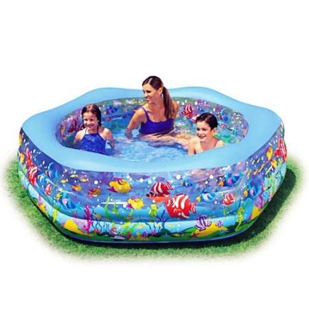 фото Детский бассейн с надувным дном Intex 56493 Океанский риф (191-178-61 см)