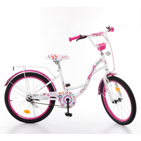 фото Велосипед для девочек 20 дюймов Profi Y2025 Bloom с подножкой (бело-малиновый)
