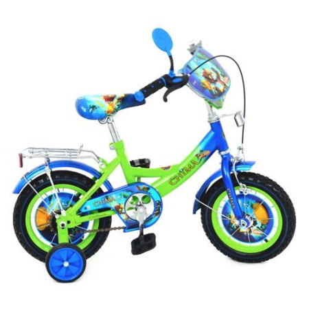 фото Велосипед 12 дюймов «Сhimа» Р1249СН с боковыми колесами, ручной тормоз, звонок (зелено-голубой)