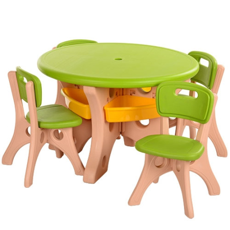 фото Детский столик со стульчиками BAMBI B0301 пластик (зелено-бежевый)