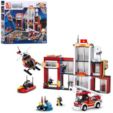 фото Конструктор для детей SLUBAN M38-B0631 пожарная часть транспорт (612 деталей)