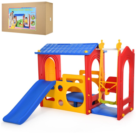 фото Детский игровой центр M 5404-3-4-6 Super Playhouse with swing горка с качелями (красно-сине-желтая)