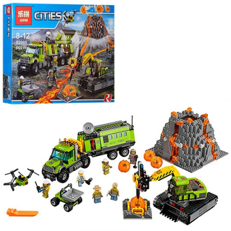 фото Конструктор для детей 02005 вулкан транспорт (865 деталей)