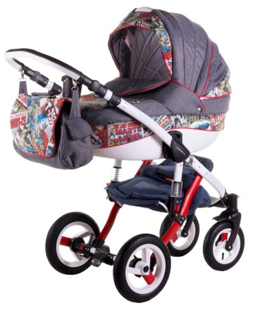 фото Коляска 2 в 1 Adamex Aspena World Collection comics red grey 620253