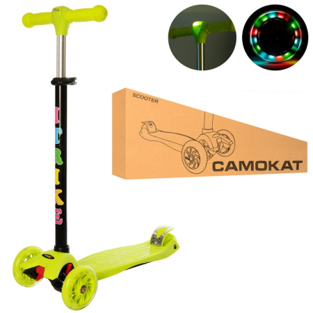 фото Детский трехколесный самокат iTrike JR 3-003-GR-L с фарой руль 75-85 см (зеленый)