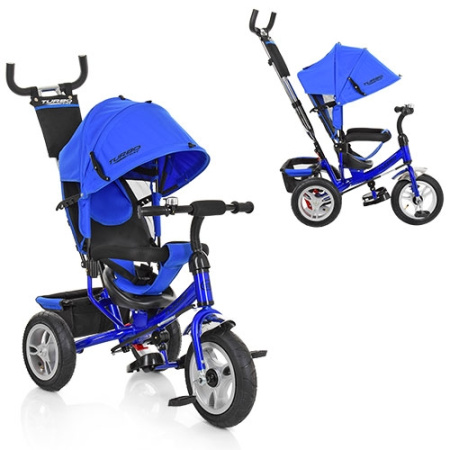 фото Трехколесный колясочный велосипед TurboTrike M 3113A-14 резиновые колеса (синий индиго)
