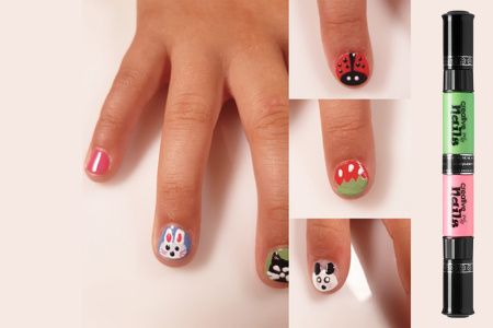 фото Детский лак-карандаш для ногтей Malinos Creative Nails на водной основе (2 цвета Морской волны + Розовый)