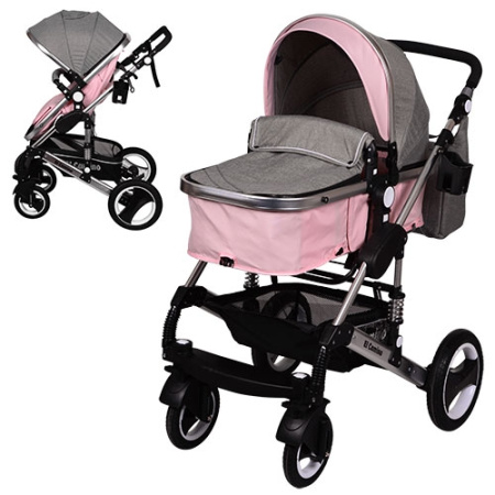 фото Коляска для детей El Camino ME 1006-8-11 GRANDE универсальная книжка (серо-розовая)
