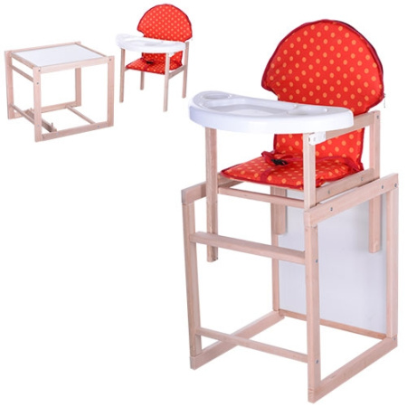 фото Детский стульчик для кормления VIVAST M V-102-1 деревянный (красно-оранжевый)