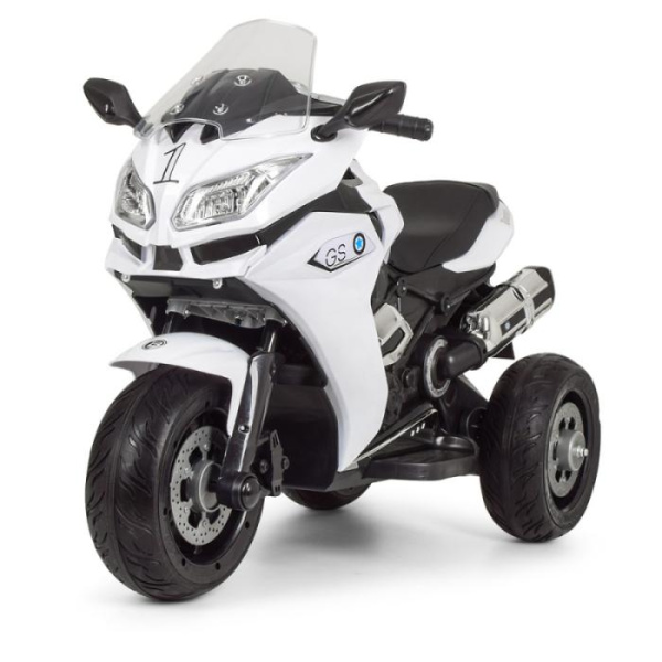 Детский мотоцикл Bambi M 3688EL-1 музыка и кожаное сиденье (белый)