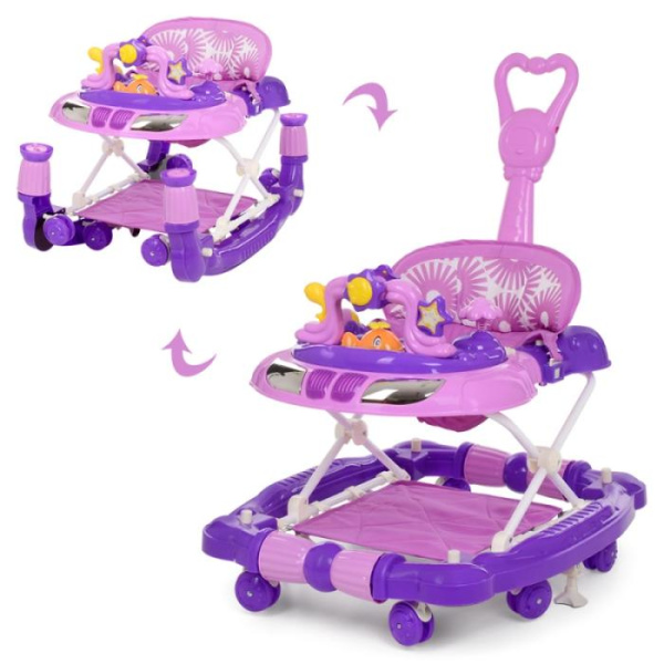 Ходунки для детей Bambi M 3849-3 качалка с родительской ручкой (фиолетовые)