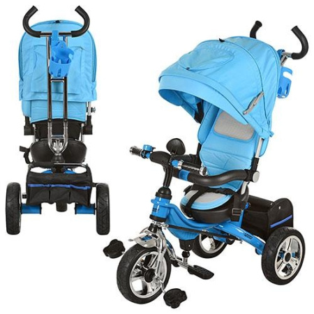 фото Трехколесный велосипед TurboTrike M 2732A-2 резиновые колеса (голубой)