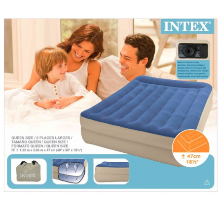 фото Надувная велюр кровать 67714 Intex (203-152-47 см)