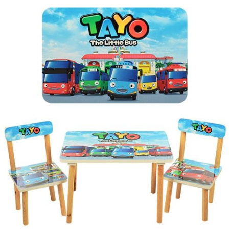 фото Детский столик со стульчиками 501-21 Tayo деревянный