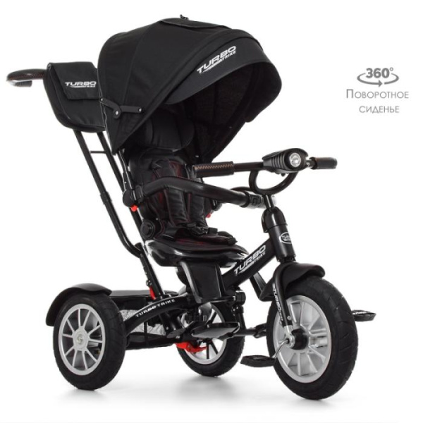 Трехколесный колясочный велосипед TurboTrike M 4057-20 поворотный со светом (черный)