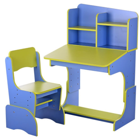 фото Парта со стульчиком для детей F 2071A-42-5 регулируемая высота (голубо-салатовая)