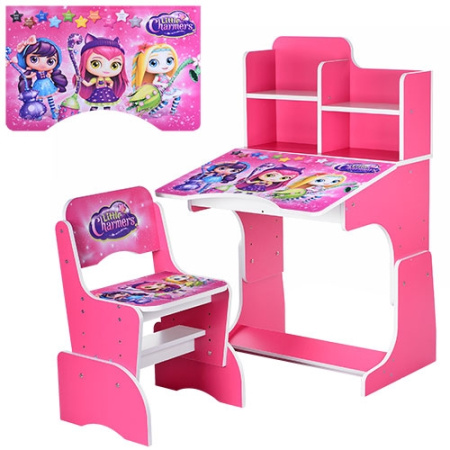 фото Парта со стульчиком для детей W 2071-44-1 регулируемая высота (малиновая)