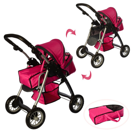 фото Детская коляска 9388 для кукол Melogo черно-розовая