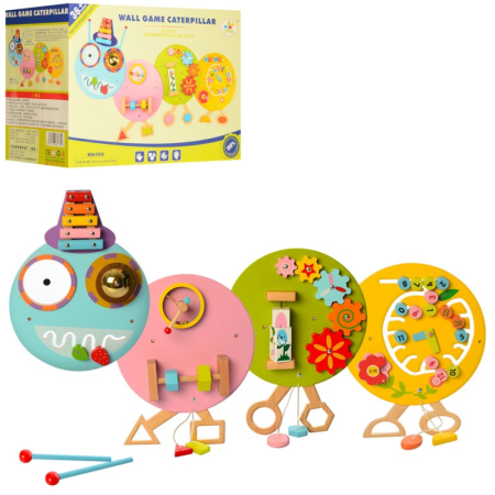 фото Деревянная игрушка Бизиборд MSN17079 развивающая гусеница