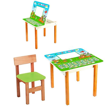 фото Деревянный столик со стульчиком F09-5 Русский алфавит открывается столешница