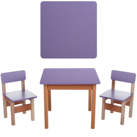 фото Деревянный набор столик с двумя стульчиками F096 (фиолетовый)