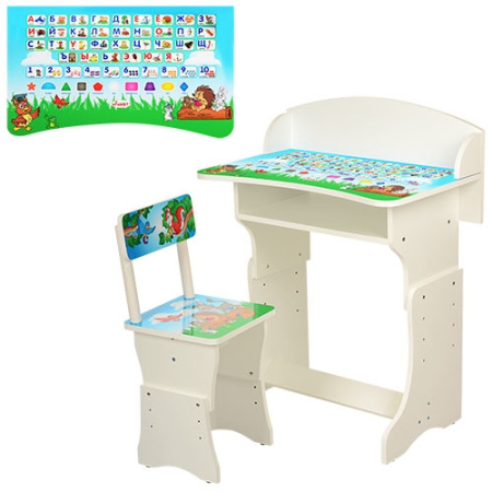 фото Детская парта 301-15-2 регулируемая по высоте (белая, русский алфавит)