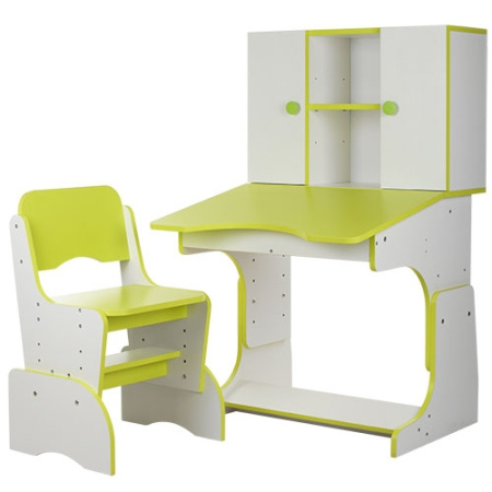 фото Парта со стульчиком и шкафчиками BAMBI W 903-5 (бело-салатовая)