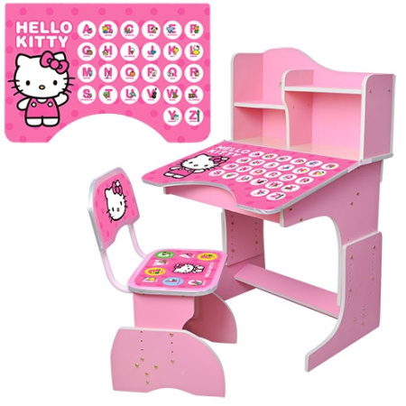 фото Парта с полочками и стульчиком HELLO KITTY HB 2071M02-02 регулируемая высота (розовая)
