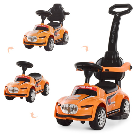 фото Каталка-толокар для детей Maserati M 4071-7 с родительской ручкой и музыкой (оранжевая)