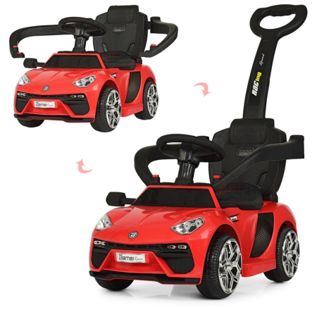 фото Детская электромашина Porsche M 3591L-3 каталка-толокар 2в1 с кожаным сиденьем (красная)