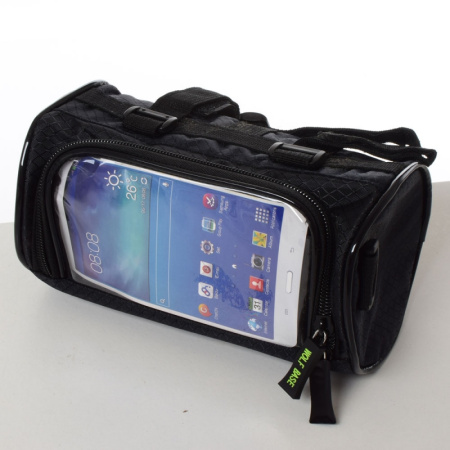 фото Сумка для велосипеда на руль AS180030 с отделением для смартфона (черная)