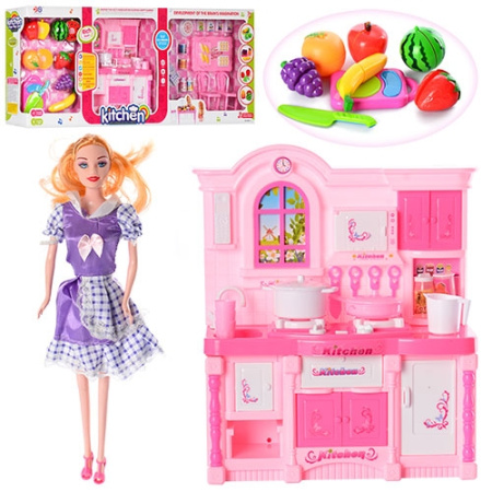 фото Кухня для куклы 6865-A с посудой и продуктами