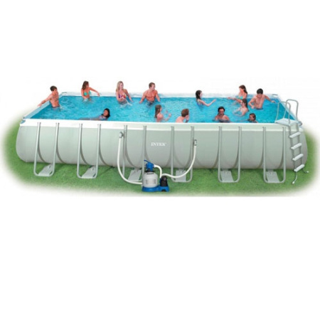 фото Бассейн каркасный Intex 28362 фильтр лестница подстилка тент (732-366-132 см)