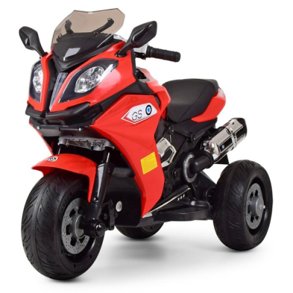 Детский электромобиль мотоцикл Bambi M 3913EL-3 кожаное сиденье и музыка (красный)