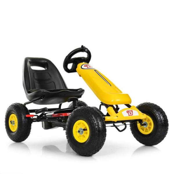 Детский педальный карт Bambi M 3590AL-6 на резиновых колесах с кожаным сиденьем (желтый)