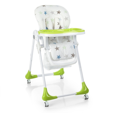 фото Складной стульчик для кормления M 3233-22 на колесиках (салатовый со звездами)