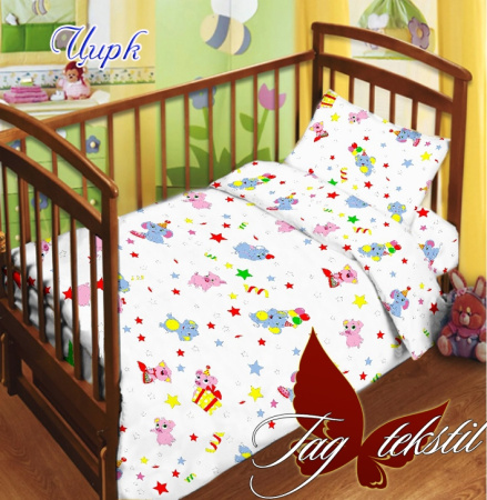 фото Набор детского постельного белья в кроватку Цирк (В кроватку-015)