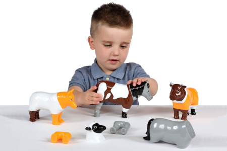 фото Пазл 3D детский магнитные животные POPULAR Playthings Mix or Match (корова, лошадь, овца, собака)