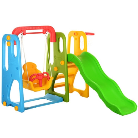 фото Комплекс горка-качели BambiM 3148-2 с волнистым спуском (желто-зеленый)