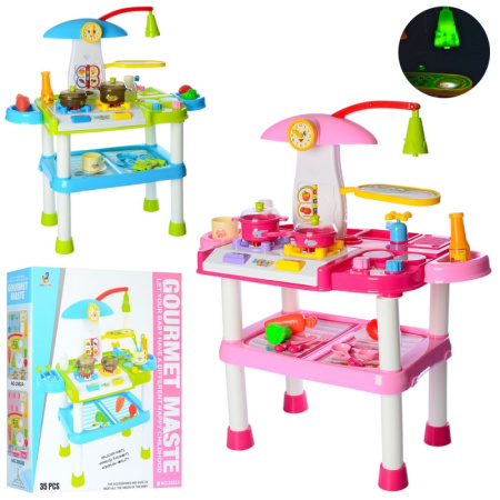 фото Детская кухня 2062A-B плита с посудой и продуктами