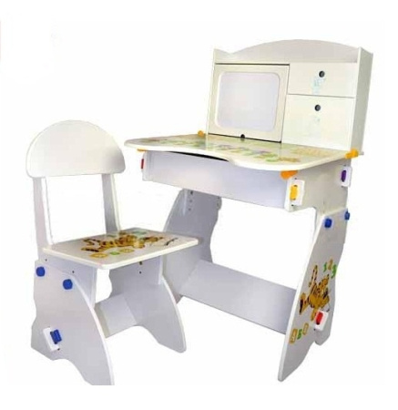 фото Регулируемая детская парта Bambi W 072 со стульчиком, мольбертом, полочками