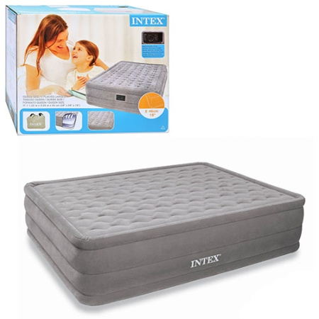 фото Двуспальная велюровая кровать INTEX 66958 со встроенным насосом (203-152-46 см)