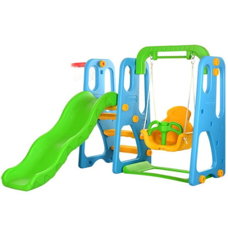 фото Комплекс горка-качели BambiM 3148-1 с волнистым спуском (сине-зеленый)