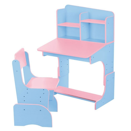 фото Парта со стульчиком для детей F 2071A-42-8 регулируемая высота (розово-голубая)