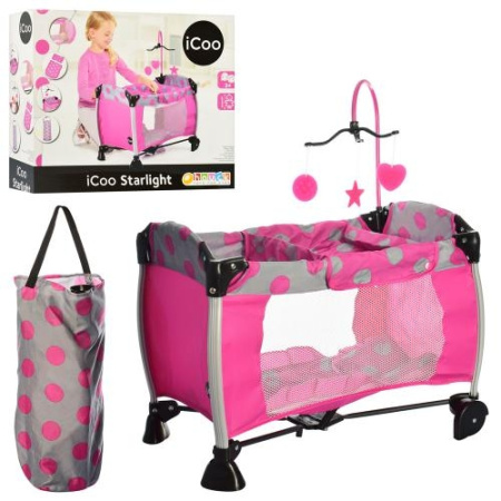 фото Металлический манеж для куклы D90648 карусель с подвесками