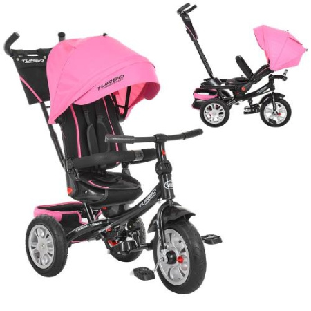 фото Детский трехколесный велосипед TurboTrike M 3646A-15 надувные резиновые колеса (нежно-розовый)